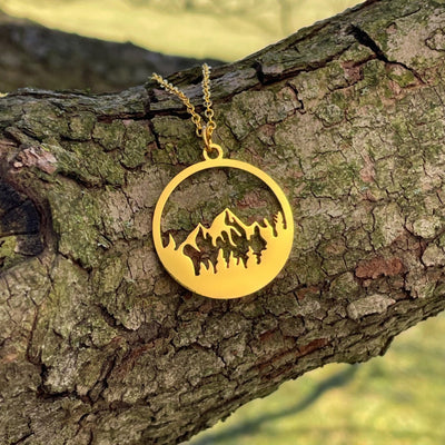 Gold Pine Mountain Pendant Necklace
