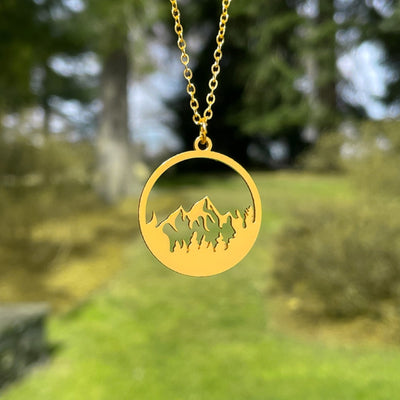 Gold Pine Mountain Pendant Necklace