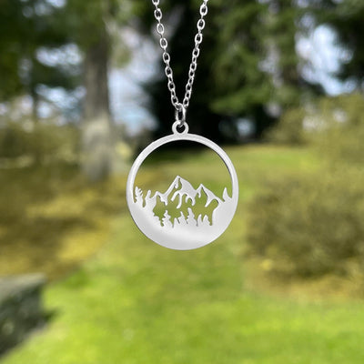 Silver Pine Mountain Pendant Necklace