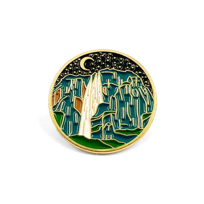 Starry Night by the Waterfall Pin