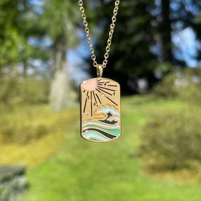 Sunset Waves Pendant Necklace